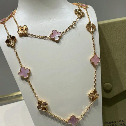 [Gaonasi]CLOVER 20 MOTIFS LASER PINK MOP NECKLACE