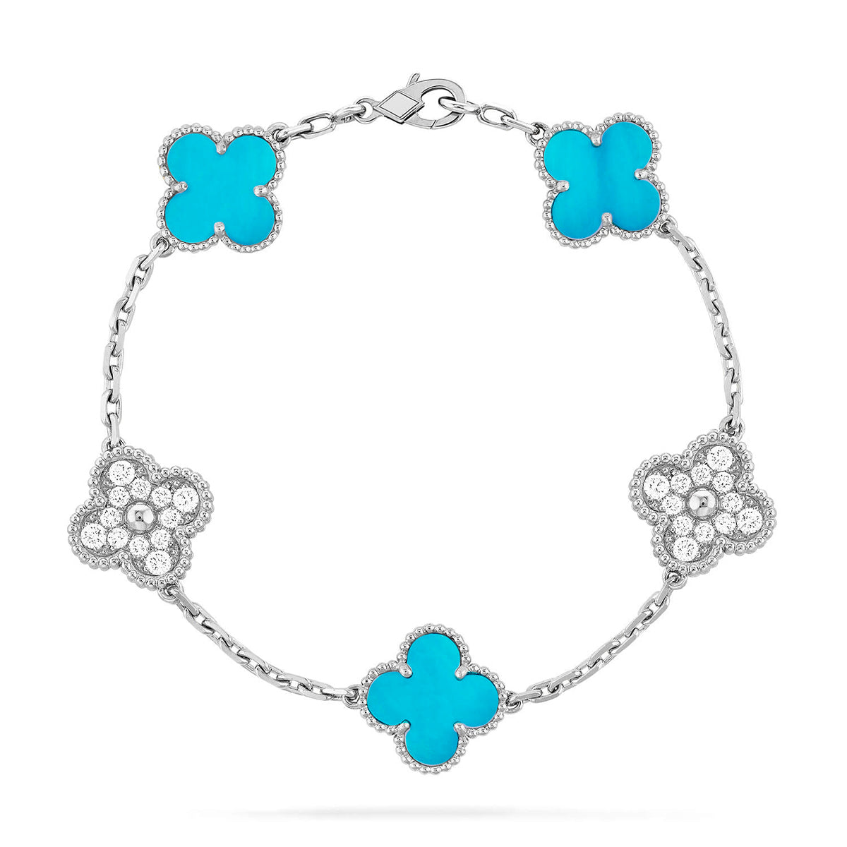 [Gaonasi] CLOVER 5 MOTIF TURQUOISE BRACELET COLLECTION
