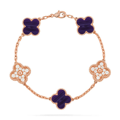 [Gaonasi]CLOVER 5 MOTIF PURPLE STRIPES BRACELET COLLECTION