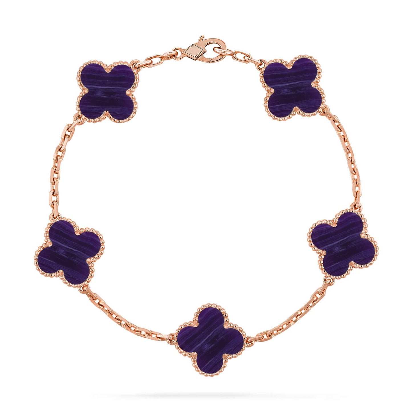 [Gaonasi]CLOVER 5 MOTIF PURPLE STRIPES BRACELET COLLECTION