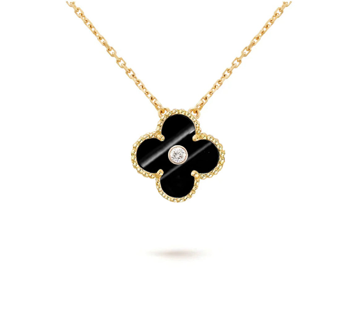 [Gaonasi]CLOVER 15MM DIAMOND SINGLE FLOWER NECKLACE COLLECTION