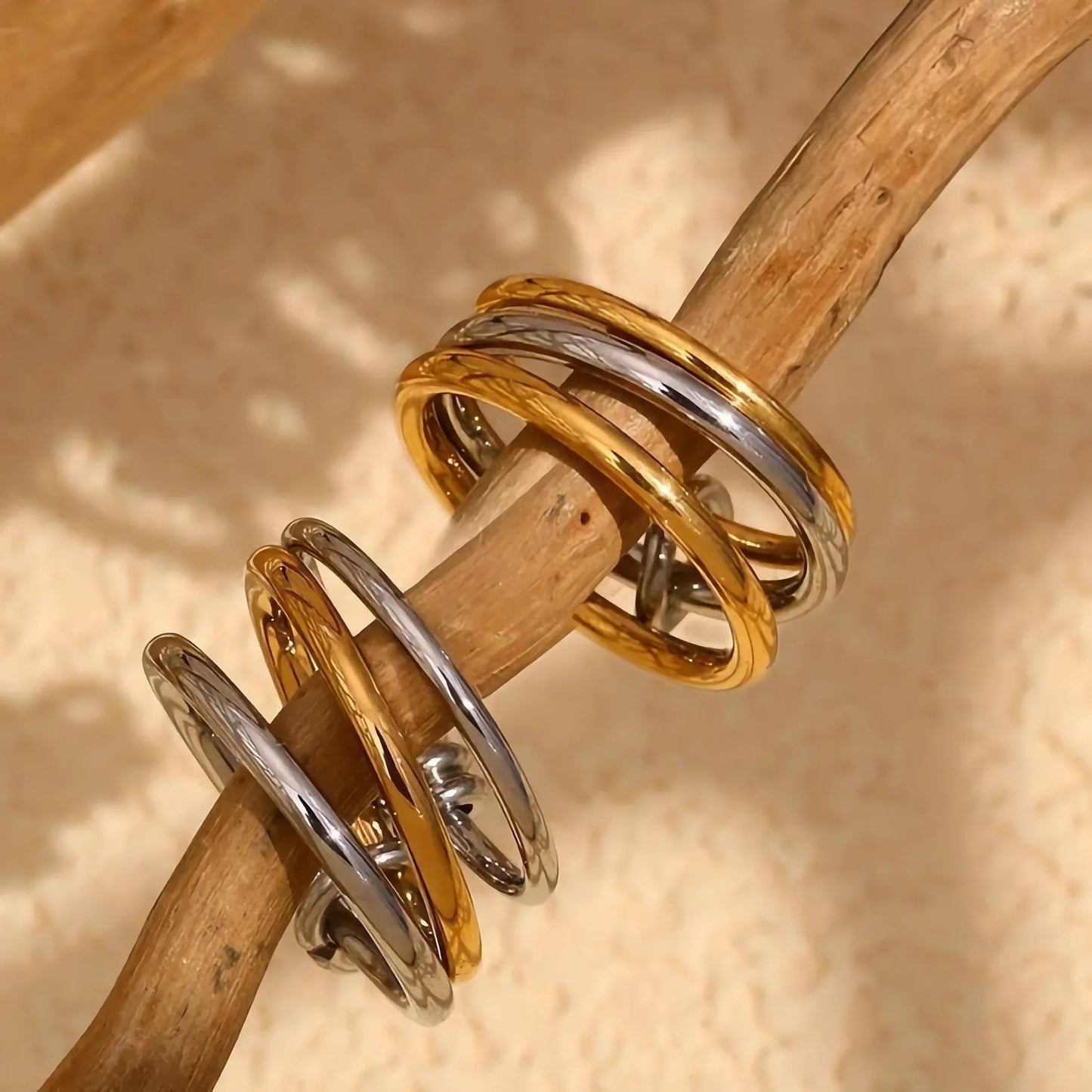 [Gaonasi]Gabriela Two-Tone Ring Stack