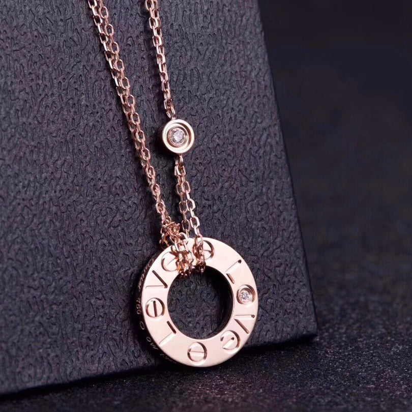 [Gaonasi]LOVE NECKLACE 16MM 2 DIAMONDS
