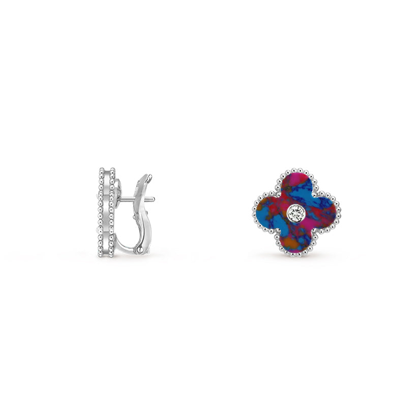 [Gaonasi]CLOVER SILVER 15MM MOP DIAMOND EARRINGS COLLECTION