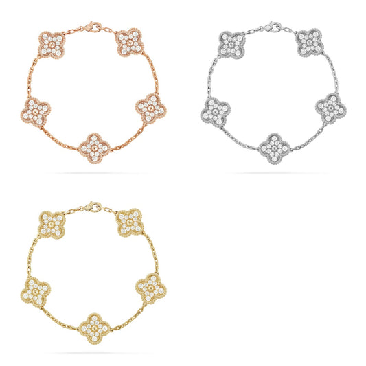 [Gaonasi] CLOVER 5 MOTIF FULL DIAMOND BRACELET COLLECTION
