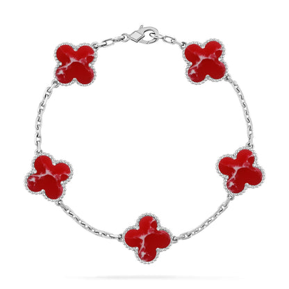 [Gaonasi]CLOVER 5 MOTIF RED PATTERN BRACELET COLLECTION