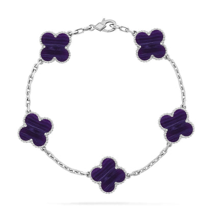 [Gaonasi]CLOVER 5 MOTIF PURPLE STRIPES BRACELET COLLECTION