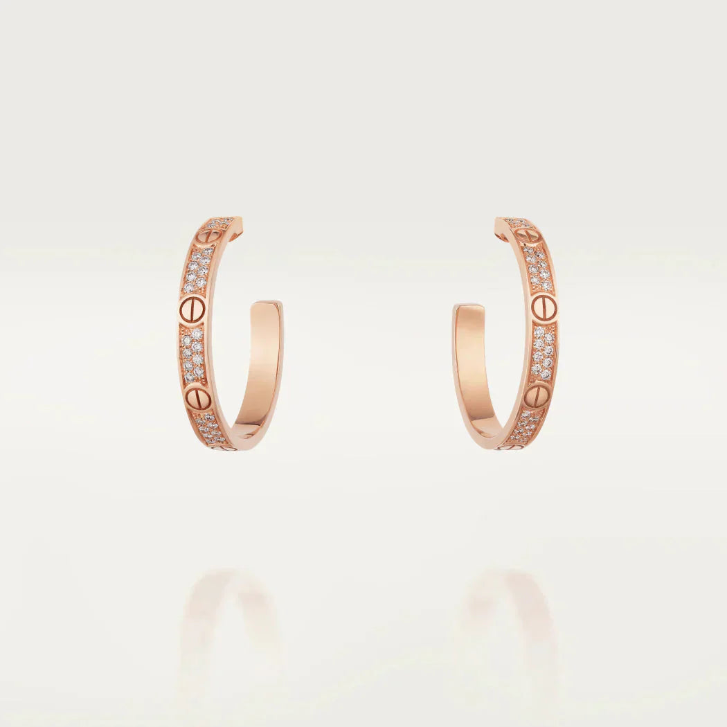 [Gaonasi]LOVE DIAMOND PINK GOLD HOOP EARRINGS