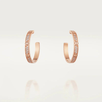 [Gaonasi]LOVE DIAMOND PINK GOLD HOOP EARRINGS