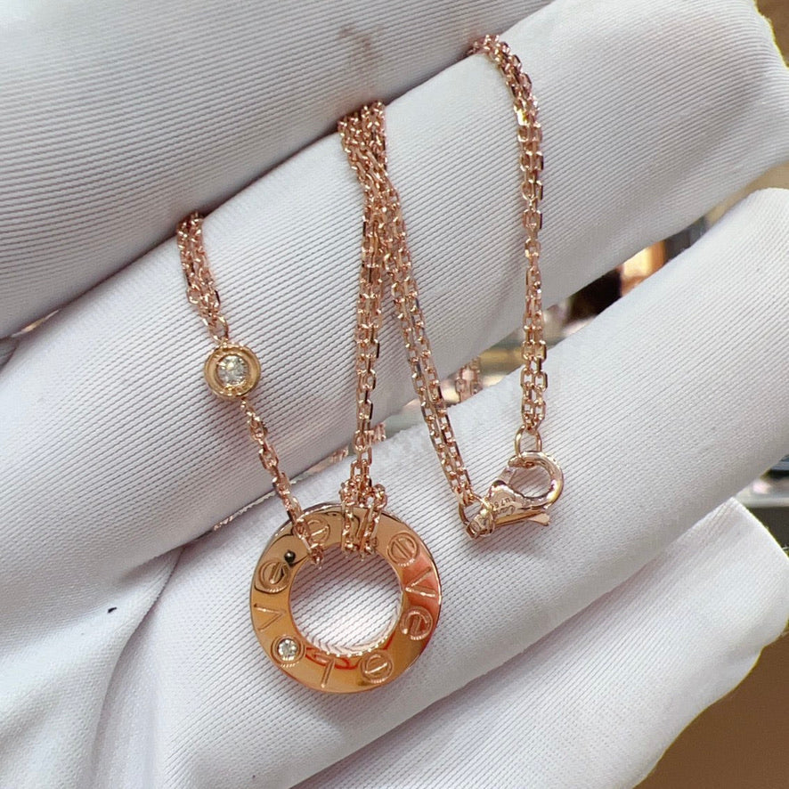 [Gaonasi]LOVE NECKLACE 16MM 2 DIAMONDS