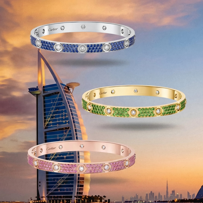 [GAONASI]2026 PAVE GEMSTONE LOVE BRACELET 6.1MM 10 DIAMONDS