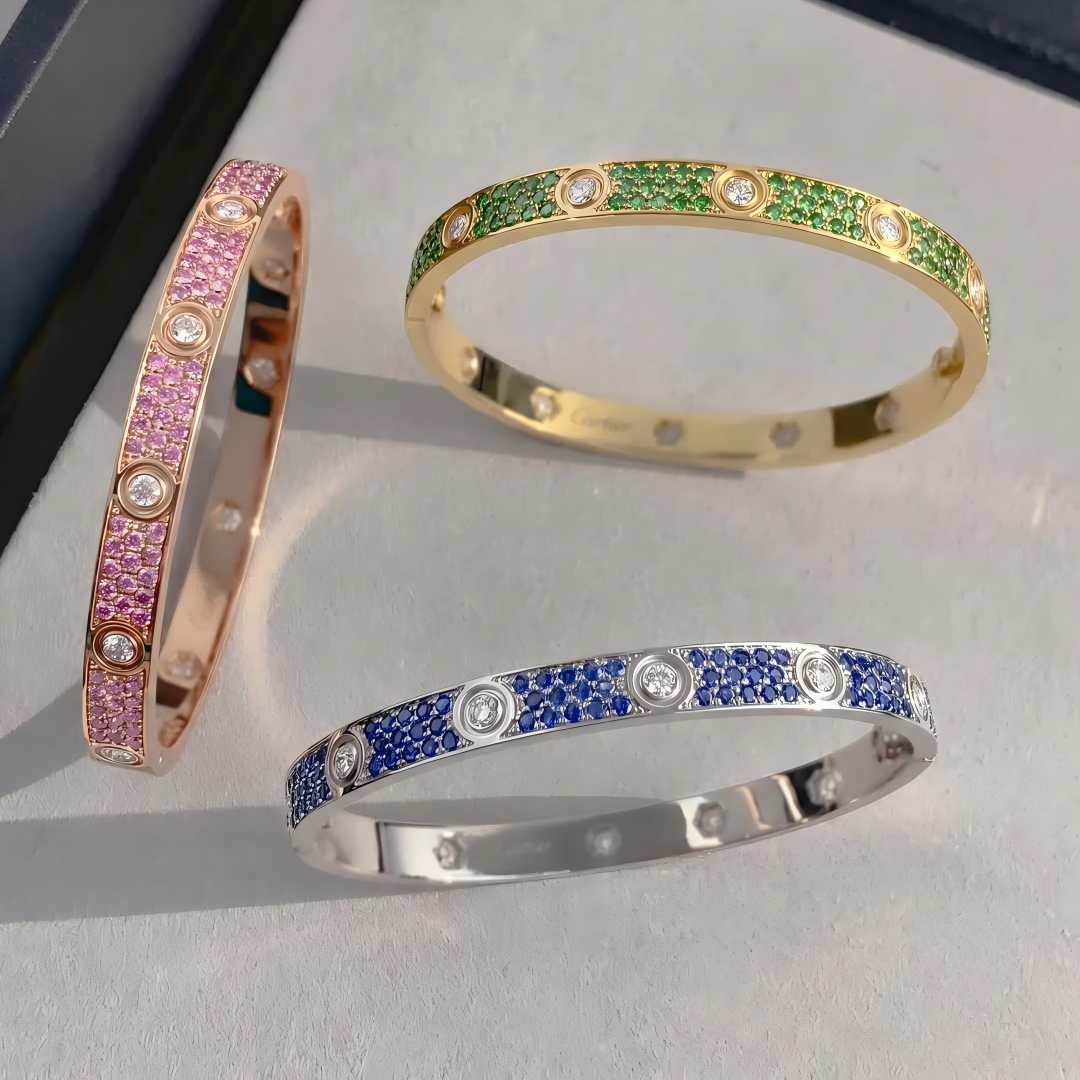 [GAONASI]2026 PAVE GEMSTONE LOVE BRACELET 6.1MM 10 DIAMONDS