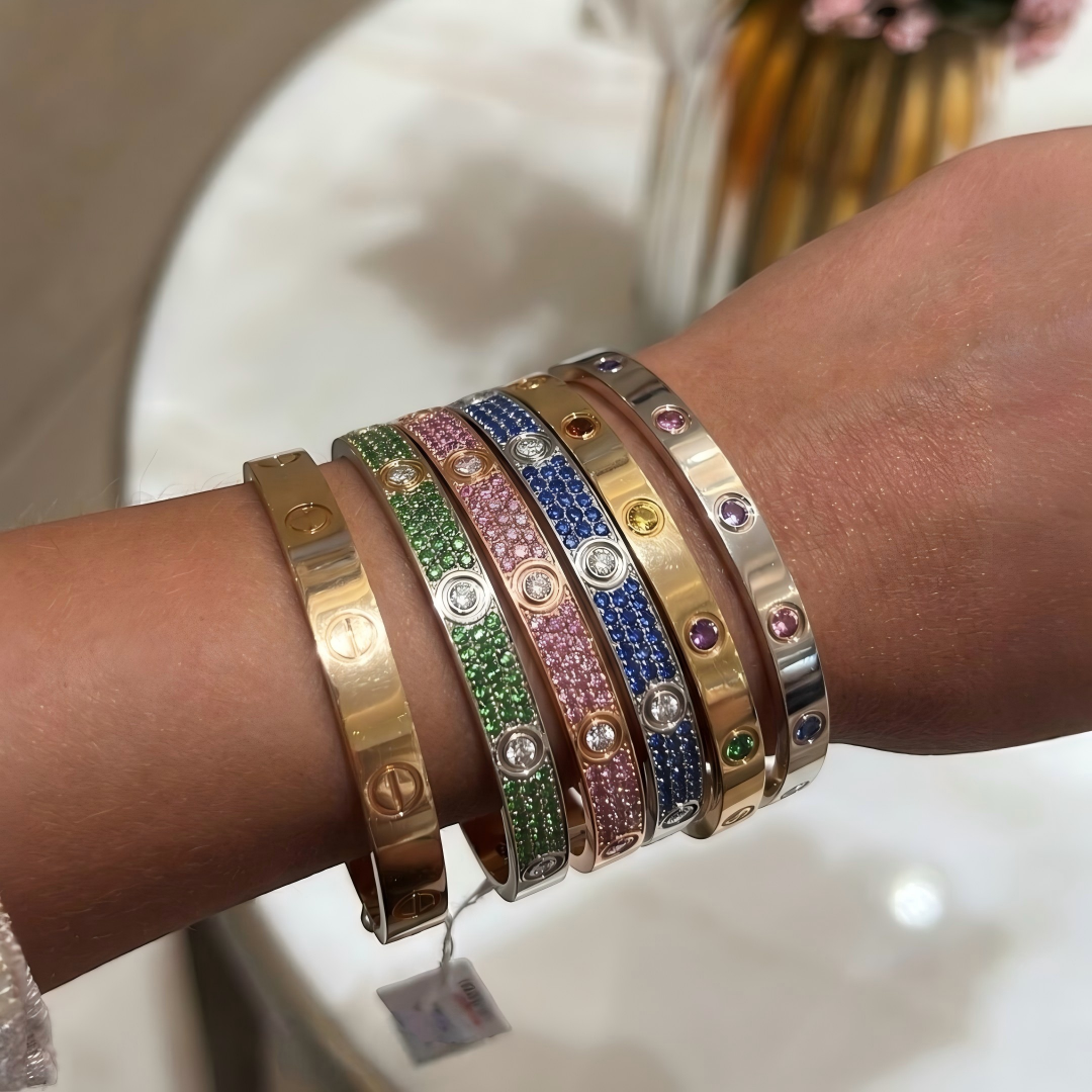 [GAONASI]2026 PAVE GEMSTONE LOVE BRACELET 6.1MM 10 DIAMONDS