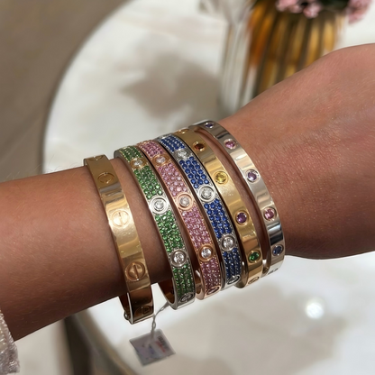 [GAONASI]2026 PAVE GEMSTONE LOVE BRACELET 6.1MM 10 DIAMONDS
