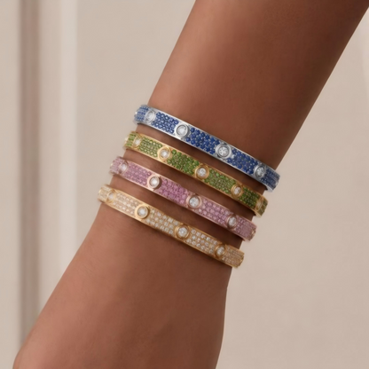 [GAONASI]2026 PAVE GEMSTONE LOVE BRACELET 6.1MM 10 DIAMONDS