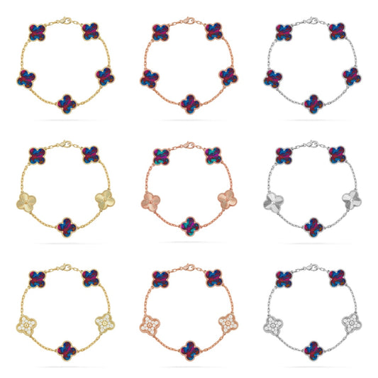 [Gaonasi]CLOVER 5 MOTIF COLOR GEMSTONES BRACELET COLLECTION