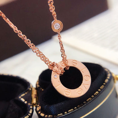 [Gaonasi]LOVE NECKLACE 16MM 2 DIAMONDS