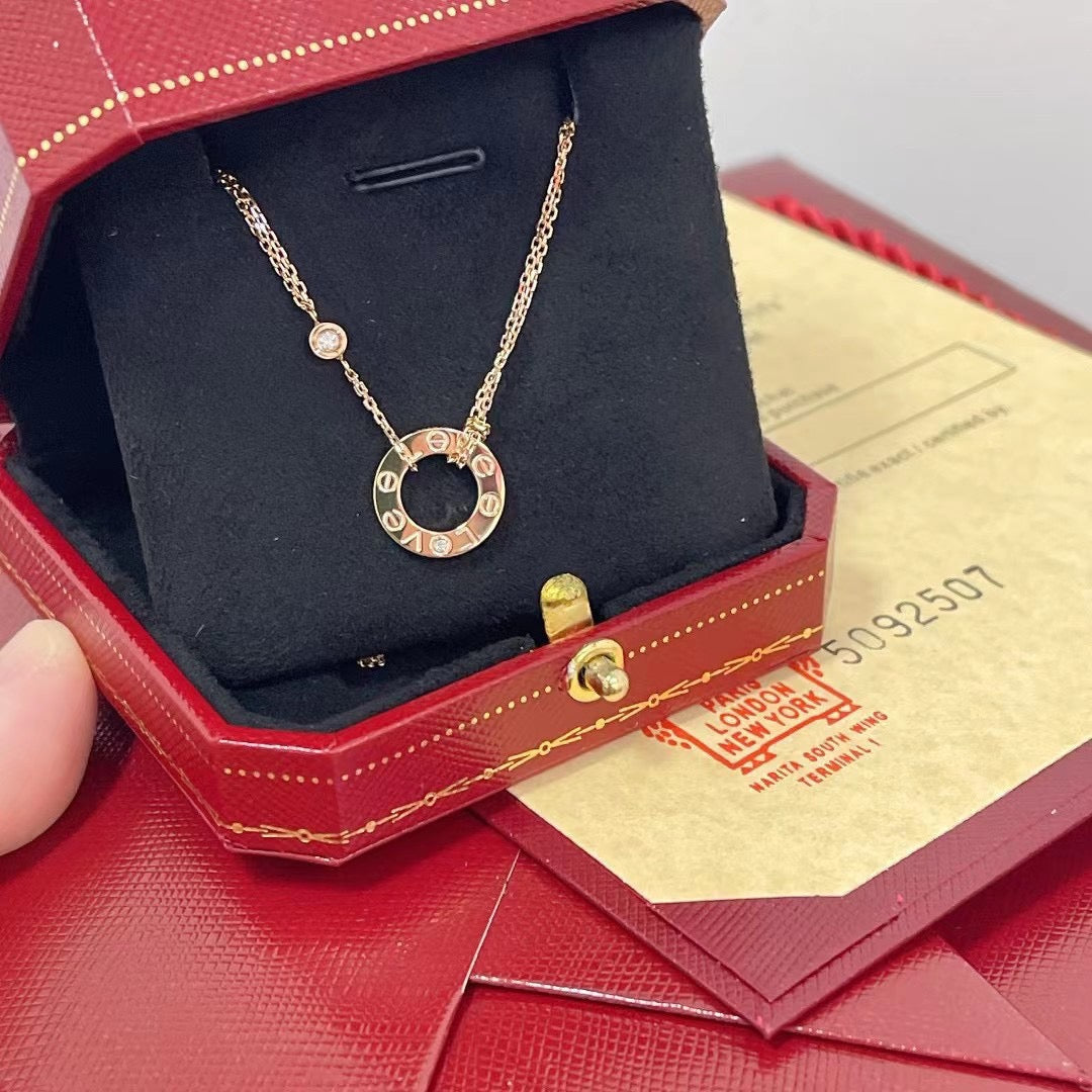 [Gaonasi]LOVE NECKLACE 16MM 2 DIAMONDS