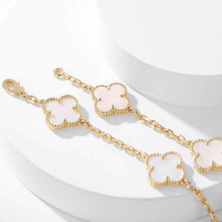 [Gaonasi]CLOVER 10 MOTIFS WHITE MOTHER OF PEARL NECKLACE