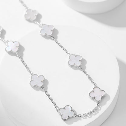 [Gaonasi]CLOVER 10 MOTIFS WHITE MOTHER OF PEARL NECKLACE