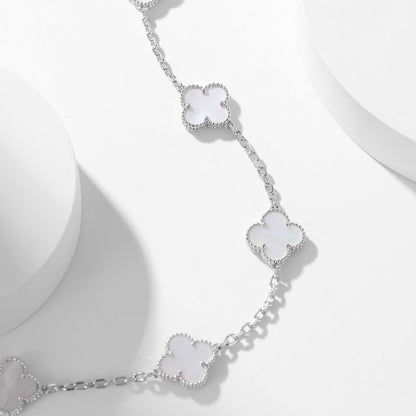 [Gaonasi]CLOVER 10 MOTIFS WHITE MOTHER OF PEARL NECKLACE