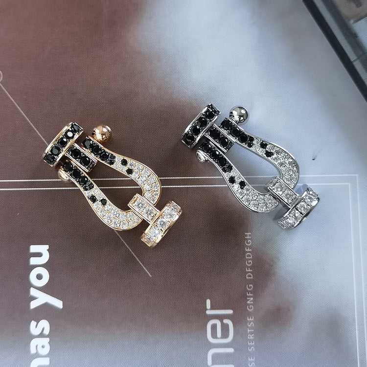 [Gaonasi]FORCE LARGE HORSESHOE BLACK WHITE DIAMOND BRACELET ROSE GOLD