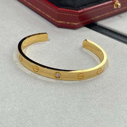 [Gaonasi]LOVE BRACELET 6.1MM 1 DIAMOND OPEN CUFF
