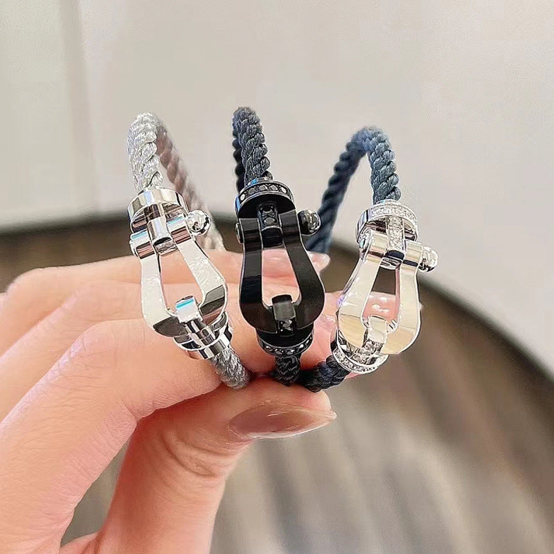 [Gaonasi]FORCE LARGE HORSESHOE FULL DIAMOND BRACELET GOLD