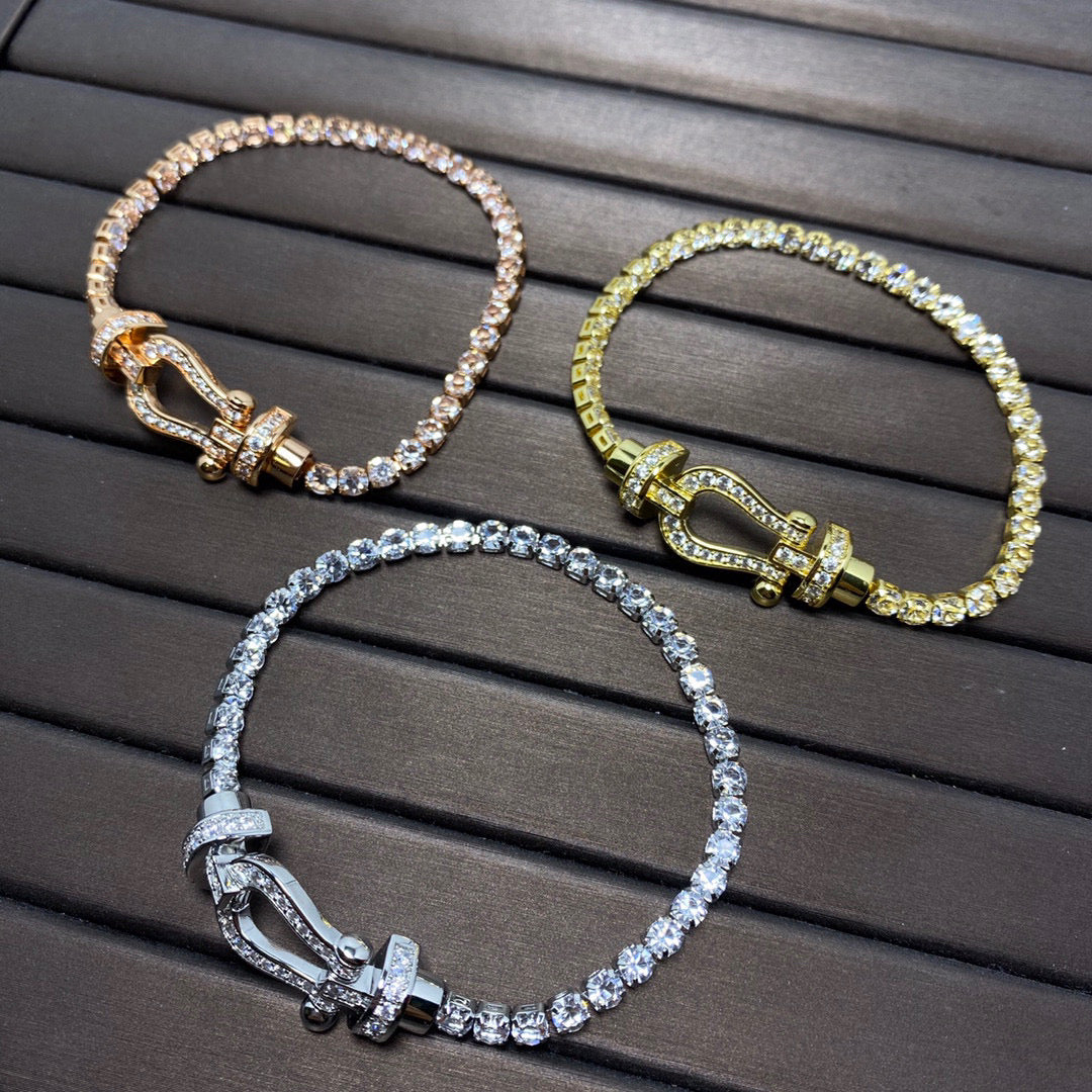 [Gaonasi]FORCE  LARGE HORSESHOE FULL DIAMOND TENNIS BRACELET
