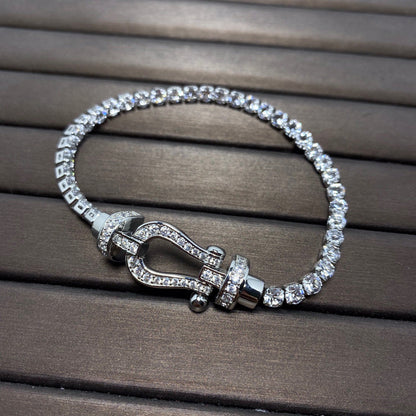 [Gaonasi]FORCE  LARGE HORSESHOE FULL DIAMOND TENNIS BRACELET