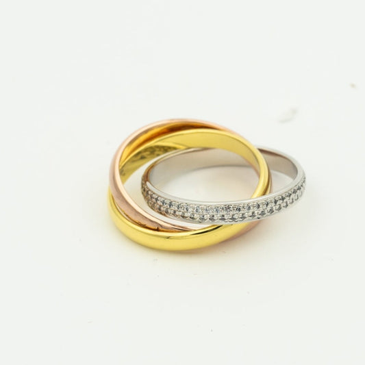 [Gaonasi]TRINITY RING GOLD PINK GOLD SILVER DIAMONDS