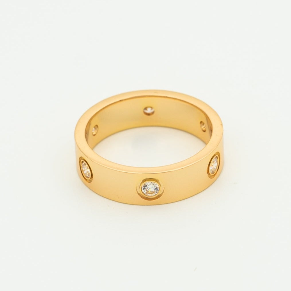 [Gaonasi]LOVE RING 5.5MM 6 DIAMONDS PINK GOLD