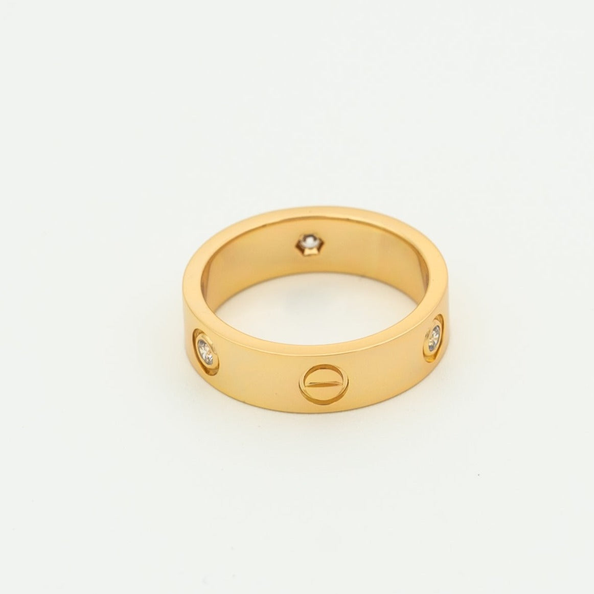 [Gaonasi]LOVE RING 5.5MM 3 DIAMONDS PINK GOLD