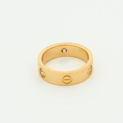 [Gaonasi]LOVE RING 5.5MM 3 DIAMONDS PINK GOLD