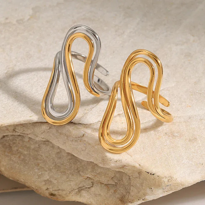 [Gaonasi]Halle Abstract Gold Ring