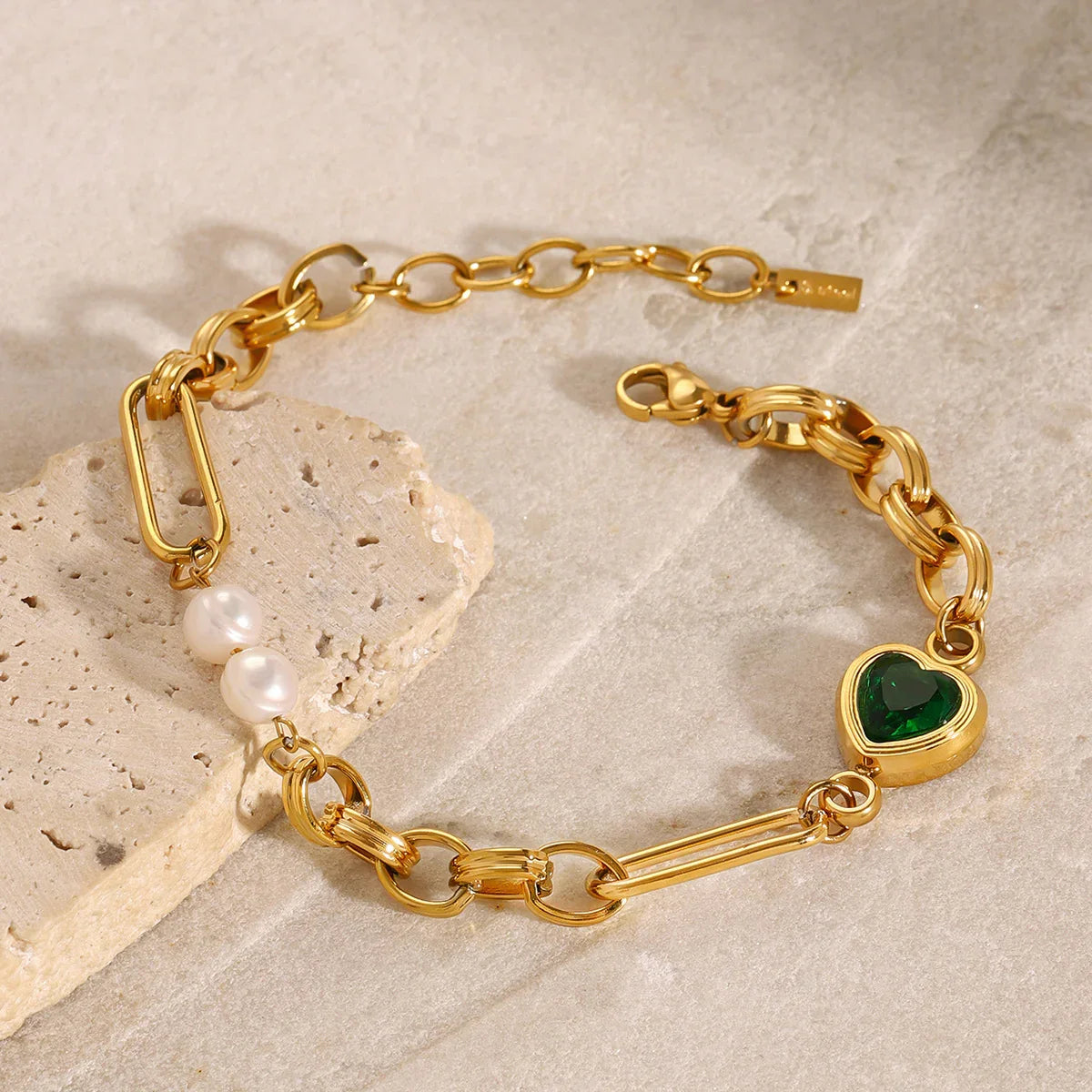 [Gaonasi]Maddison Pearl Chain Gold Bracelet
