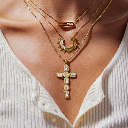 [Gaonasi]Evangelina Diamond Cross Necklace