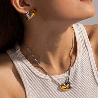 [Gaonasi]Dorothea Two Tone Heart Necklace