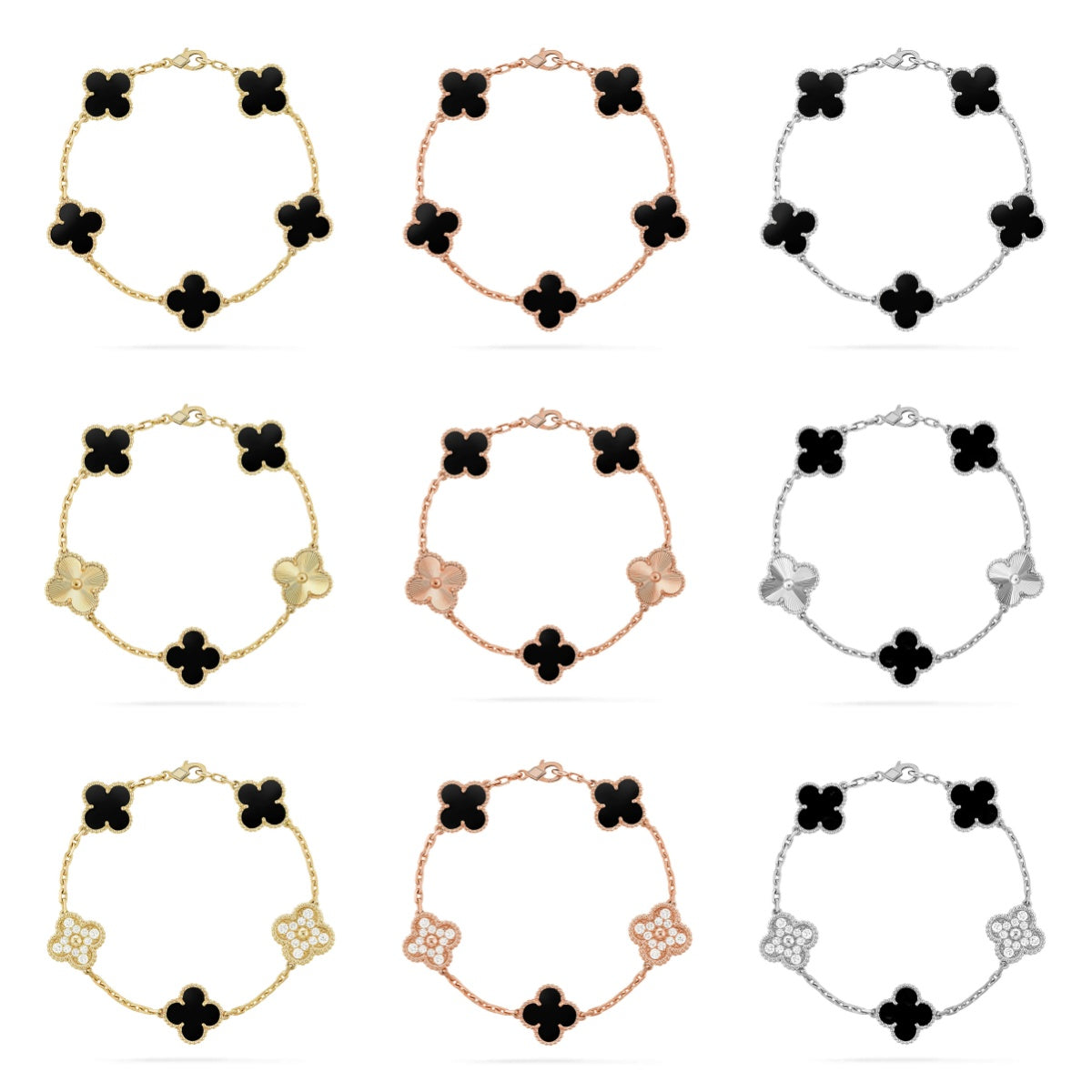 [Gaonasi] CLOVER 5 MOTIF ONYXS BRACELET COLLECTION