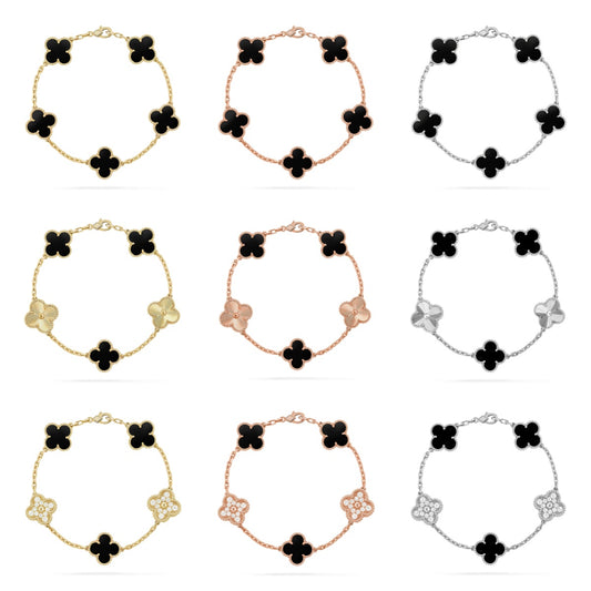 [Gaonasi] CLOVER 5 MOTIF ONYXS BRACELET COLLECTION