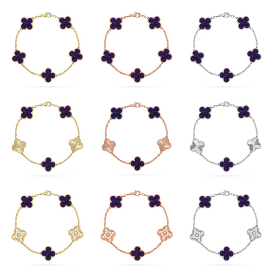 [Gaonasi]CLOVER 5 MOTIF PURPLE STRIPES BRACELET COLLECTION