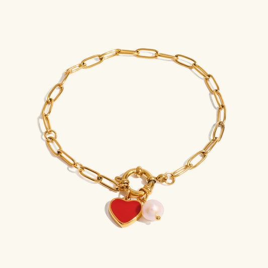 [Gaonasi]Nerissa Heart Chain Pearl Bracelet