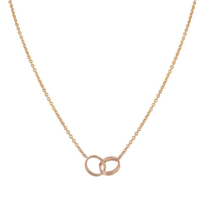 [Gaonasi]LOVE NECKLACE DOUBLE RING PINK GOLD