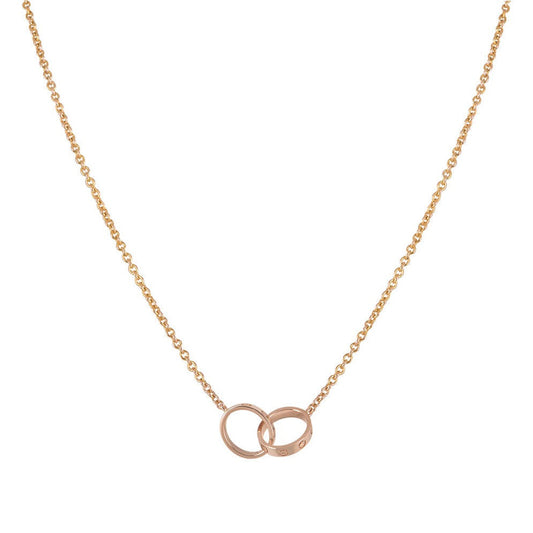 [Gaonasi]LOVE NECKLACE DOUBLE RING PINK GOLD