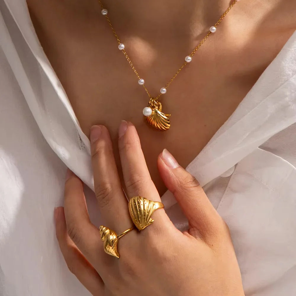 [Gaonasi]Aloha Gold Seashell Ring