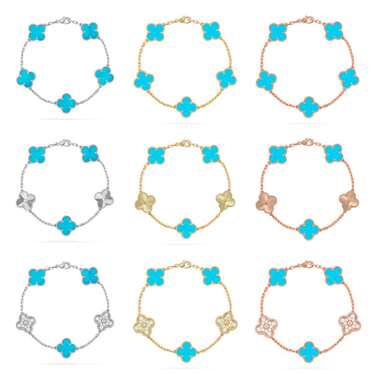 [Gaonasi] CLOVER 5 MOTIF TURQUOISE BRACELET COLLECTION