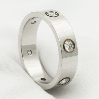 [Gaonasi]LOVE RING 5.5MM 6 DIAMONDS SILVER