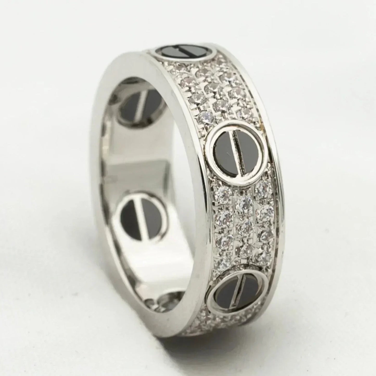 [Gaonasi]LOVE RING 5.5MM DIAMONDS PAVED CERAMIC