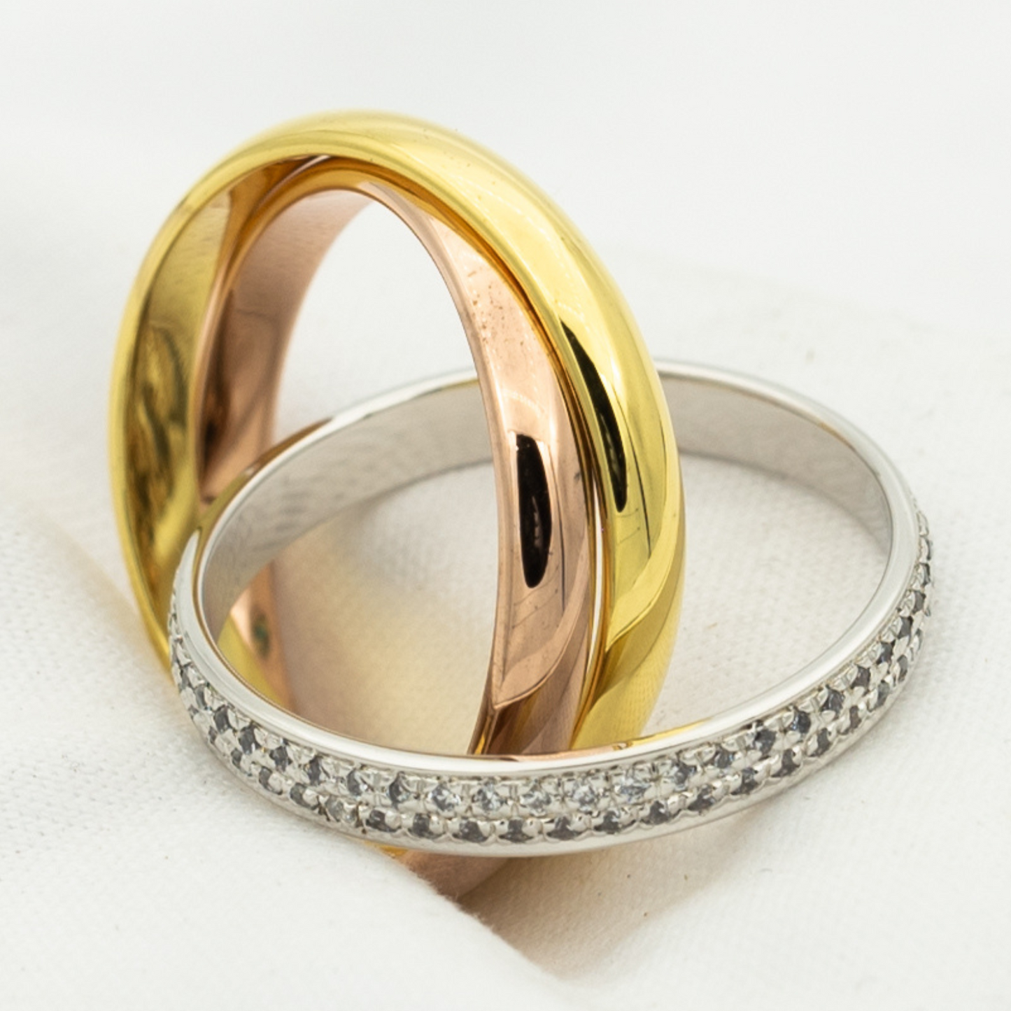[Gaonasi]TRINITY RING GOLD PINK GOLD SILVER DIAMONDS