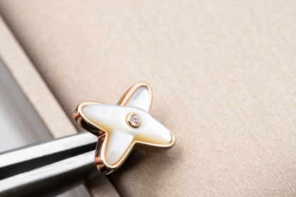 [Gaonasi]JEUX DE WHITE MOP ROSE GOLD DIAMOND EARRINGS